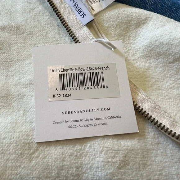 Set of 2 Serena and Lily Linen Chenille Pillow 18x24 French Blue Pillow Shams - Picture 9 of 9